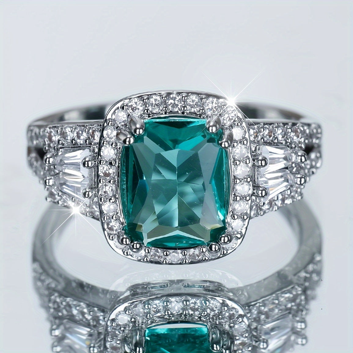 Custom Cushion-Cut Paraiba Tourmaline Halo Statement Ring