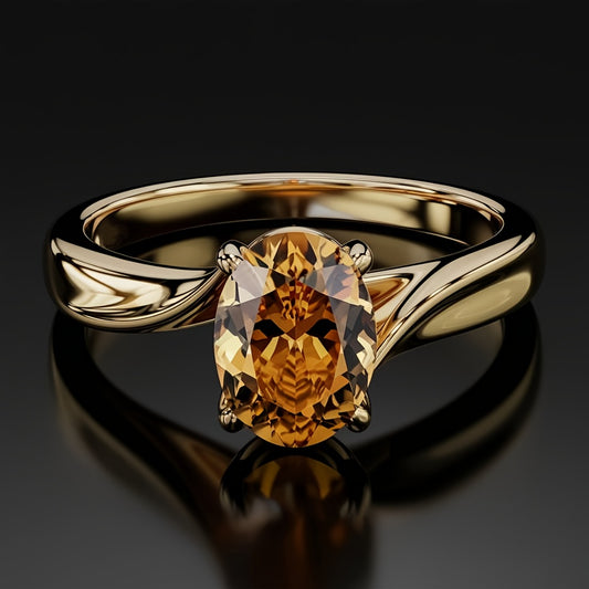 Custom Oval-Cut Citrine Solitaire Statement Ring