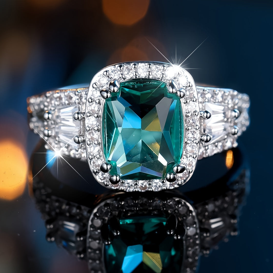 Custom Cushion-Cut Paraiba Tourmaline Halo Statement Ring