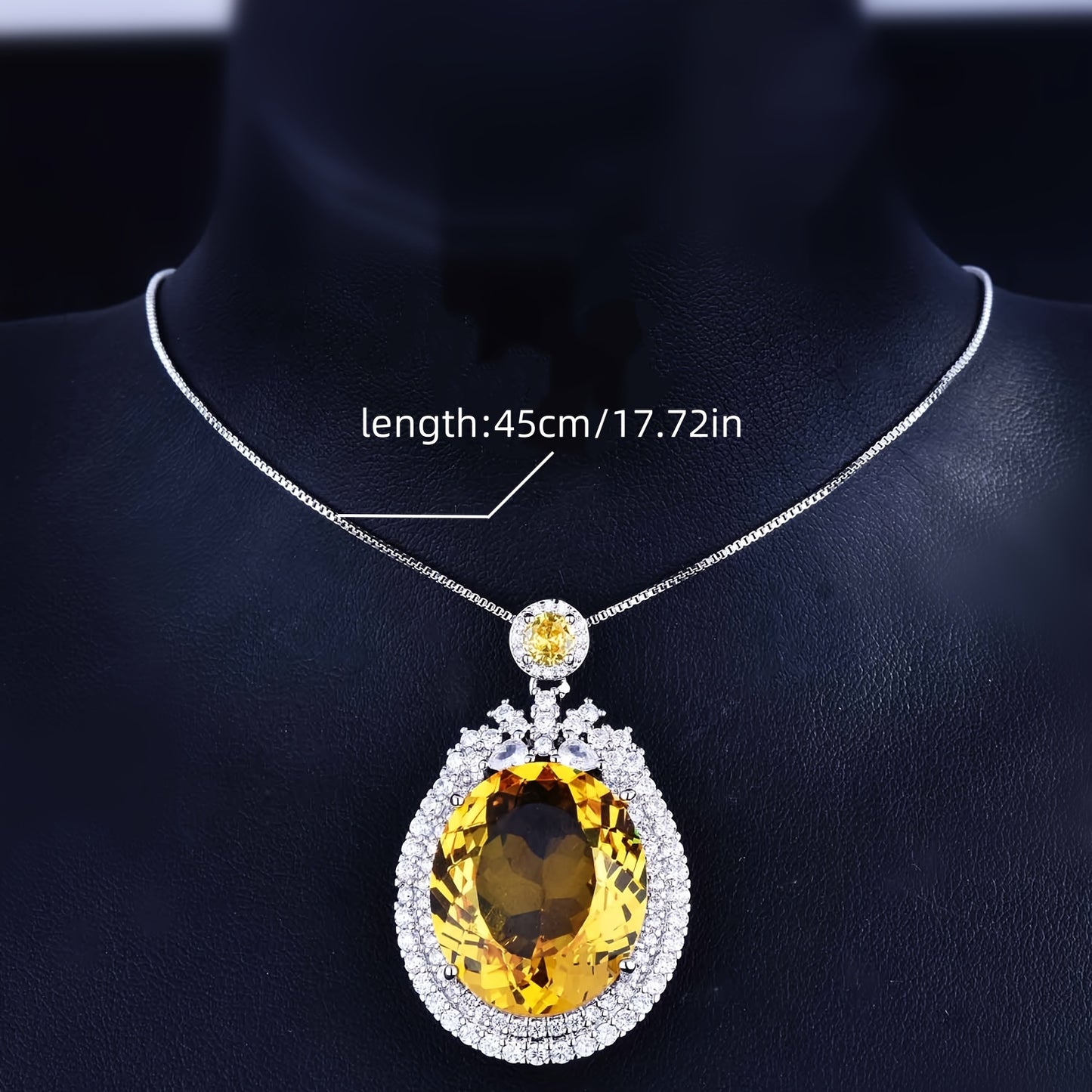 Custom Citrine & Diamond Double Halo Statement Necklace