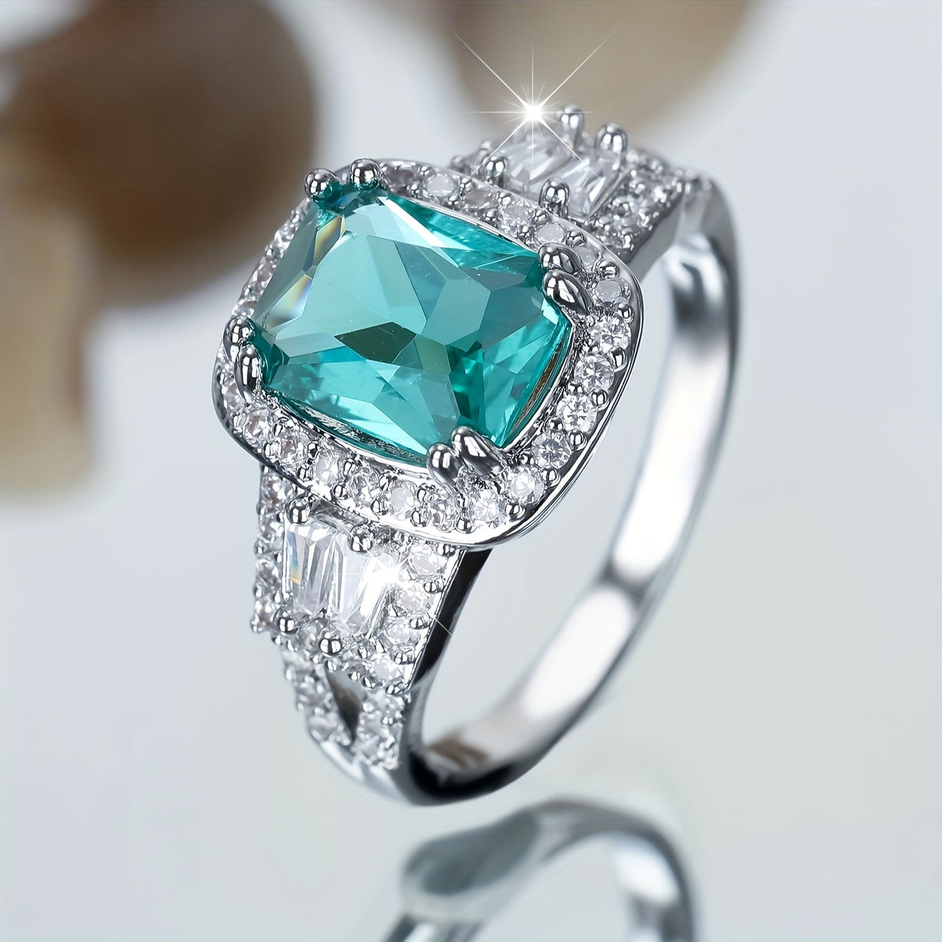 Custom Cushion-Cut Paraiba Tourmaline Halo Statement Ring