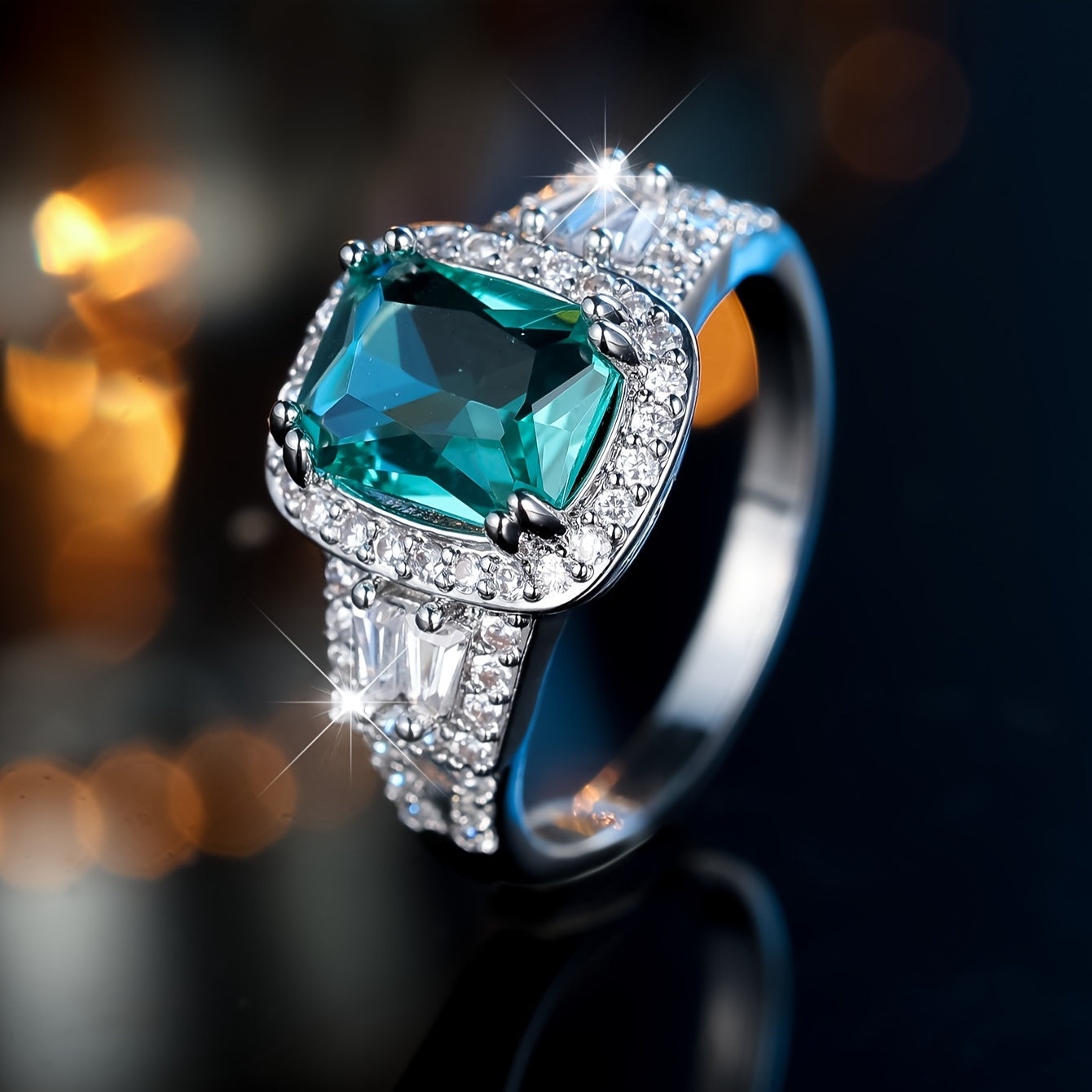 Custom Cushion-Cut Paraiba Tourmaline Halo Statement Ring