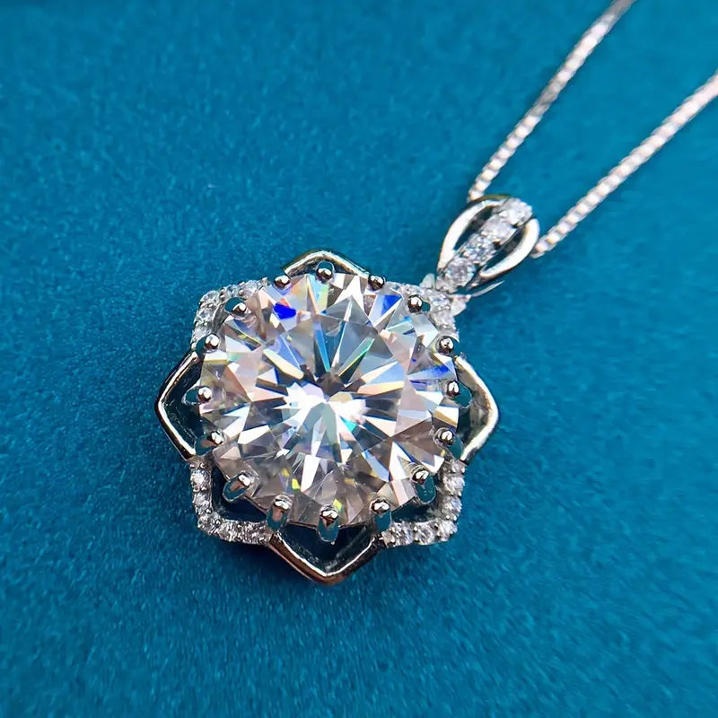 BRILLAR S925 Silver 5CT Moissanite Pendant Necklace