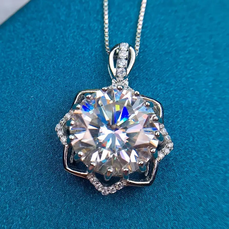 BRILLAR S925 Silver 5CT Moissanite Pendant Necklace