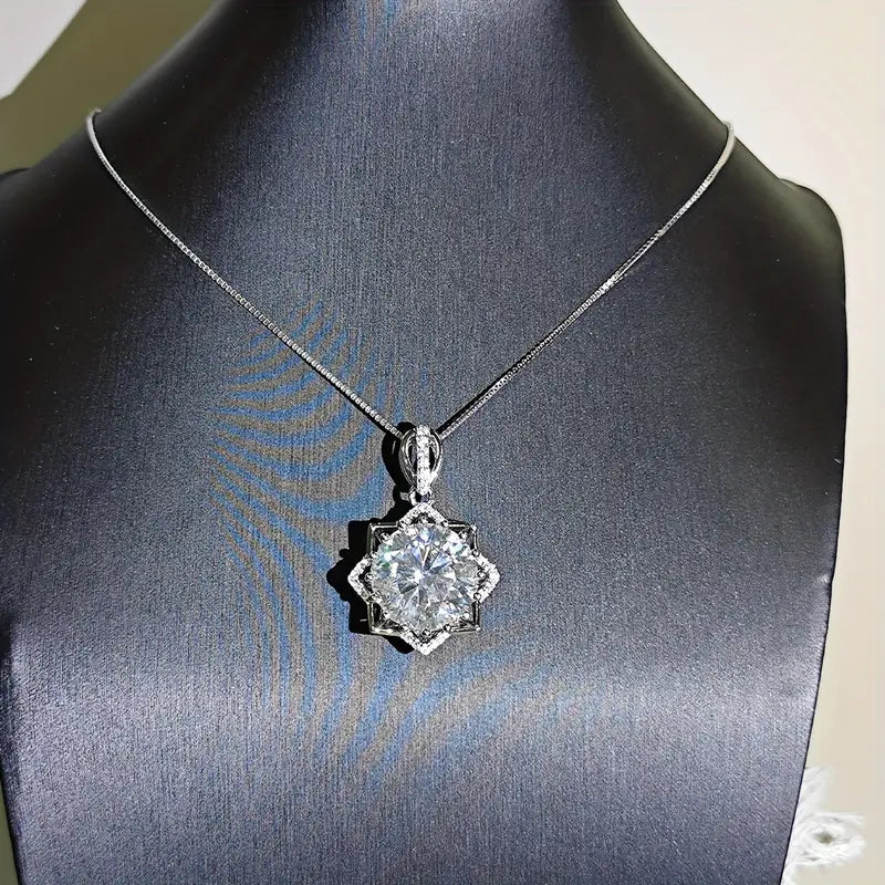 1pc Elegant Boho Style 925 Sterling Silver Pendant Necklace