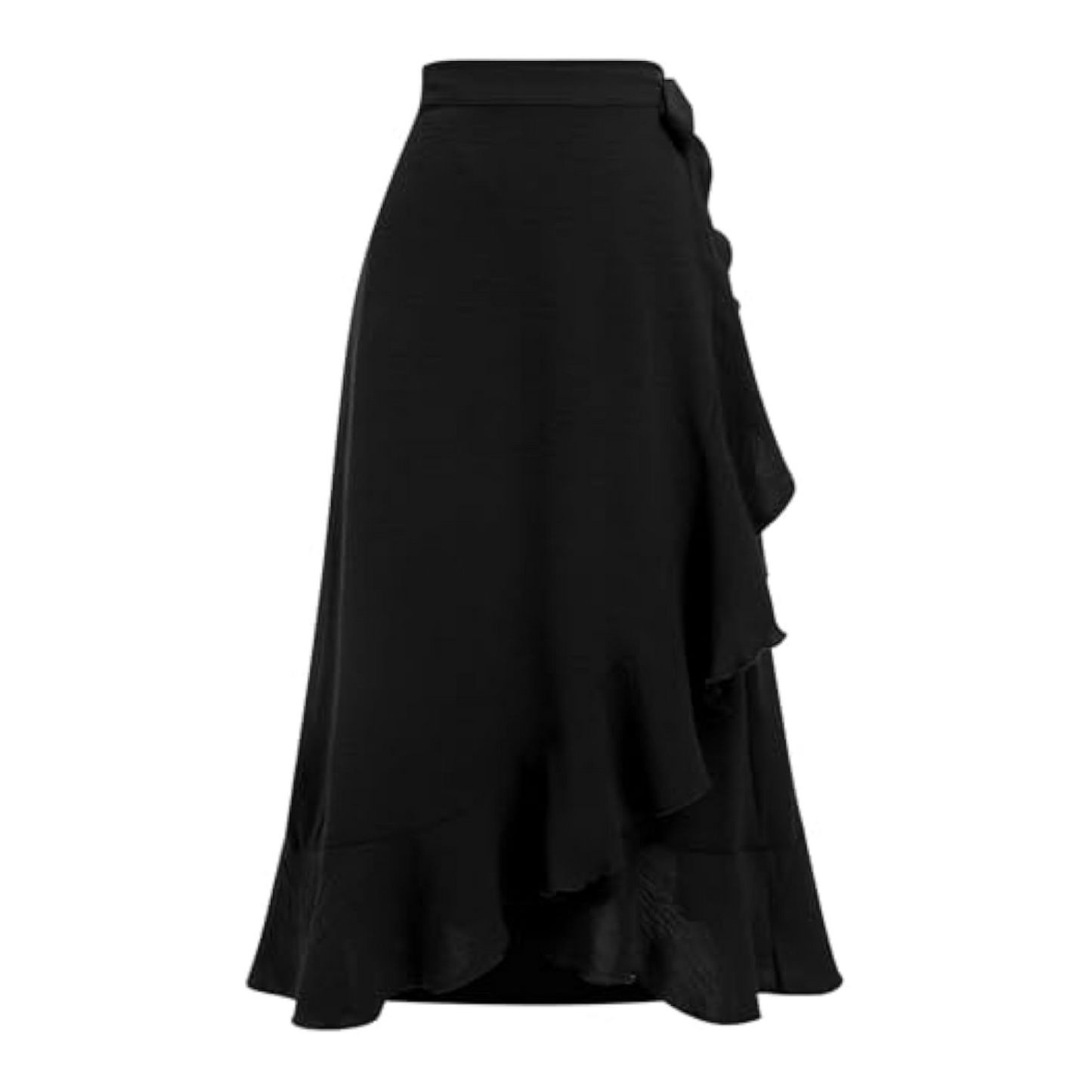 Women's Elegant High Waist Ruffle Wrap Skirt Summer Midi Long Skirt